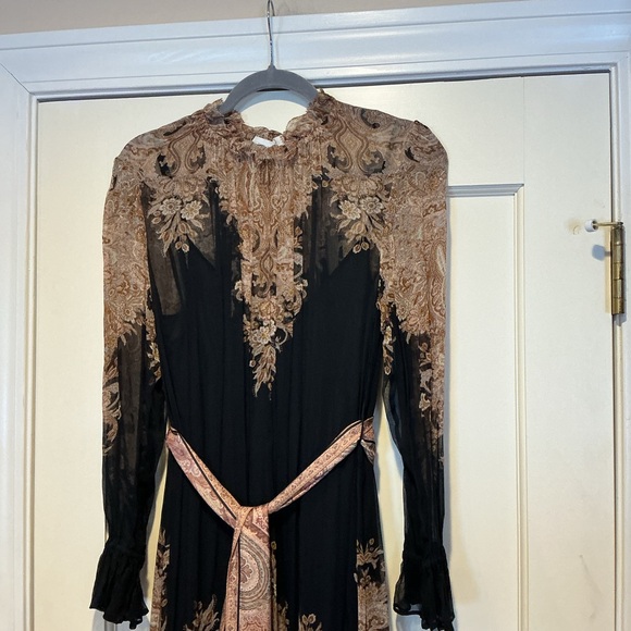 New with Defect Zimmermann Elegant Black and Brown Silk Dress, Size AU 2 = M - Picture 5 of 11